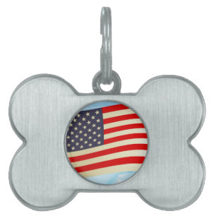American Flag Stars Stripes Honour Freedom Troops Pet Name Tag