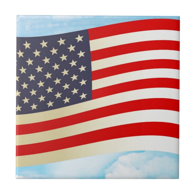 American Flag Stars Stripes Honour Freedom Troops Tile (Front)
