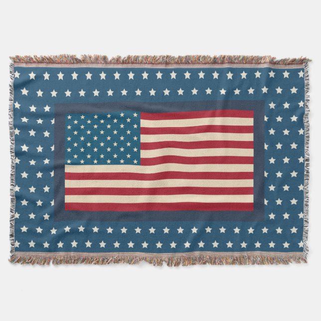American Flag Stars Throw Blanket  (Front)