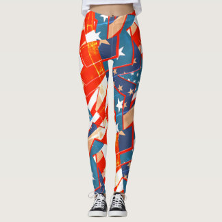 American Flag Stars Vendredi Abstract Art Leggings