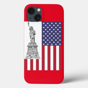 American Flag Staute of Liberty iPhone 13 Case