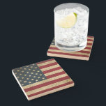 American Flag Stone Coaster<br><div class="desc">Stone Type: Sandstone It’s five o’clock somewhere; stir up a little magic and serve your drinks on stylish stone coasters. Your design, monogram, or text will look stunning against the stone backdrop of your choice. Tip: Custom coasters makes great housewarming & hostess gifts! Dimensions: 4" x 4" Choose from marble,...</div>
