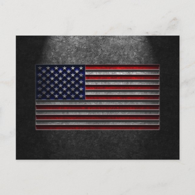 American Flag Stone Texture Holiday Postcard (Front)