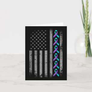 American Flag Suicide Prevention Awareness Ribbon  Card