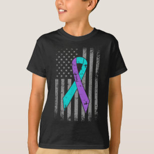 American Flag Suicide Prevention Awareness Ribbon  T-Shirt
