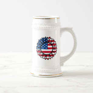 American Flag Sunflower-32222 Beer Stein