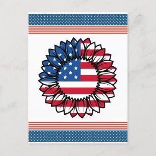American Flag Sunflower-32222 Holiday Postcard