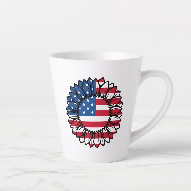 American Flag Sunflower-32222 Latte Mug (Right)