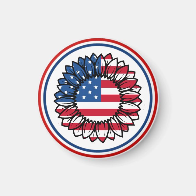 American Flag Sunflower-32222 Magnet (Front)