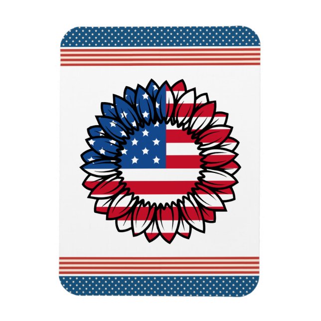 American Flag Sunflower-32222 Magnet (Vertical)
