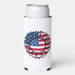 American Flag Sunflower-32222 Seltzer Can Cooler