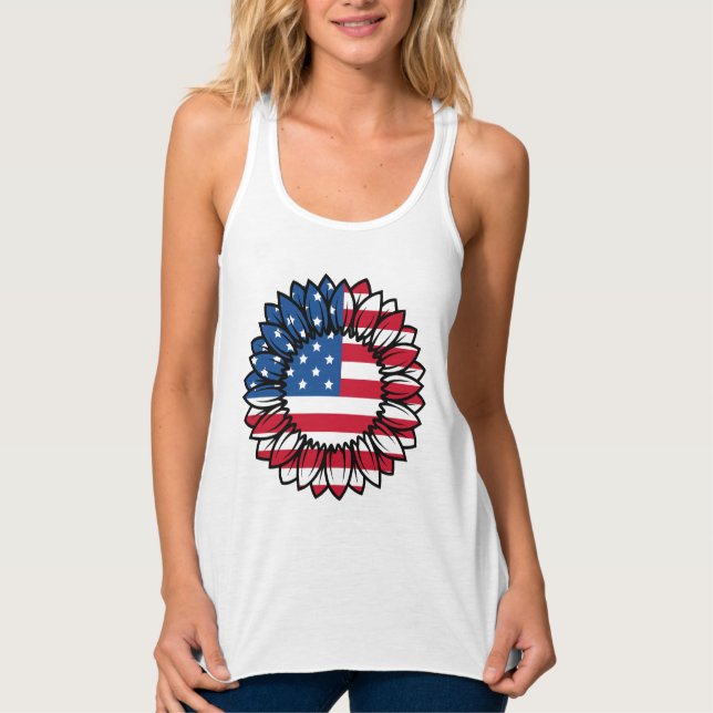 American Flag Sunflower-32222 Singlet (Front)