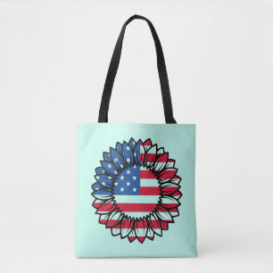 American Flag Sunflower-32222 Tote Bag