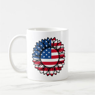 American Flag Sunflower  Coffee Mug