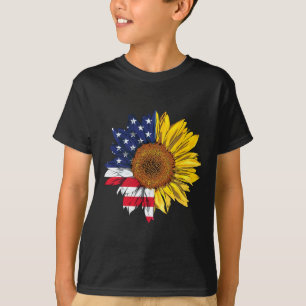 American Flag Sunflower Independence 4th Of July P T-Shirt