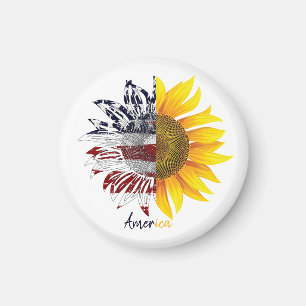 American flag sunflower magnet