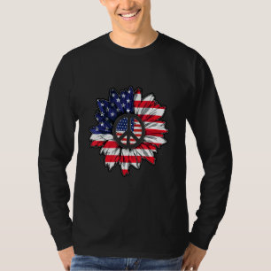 American Flag Sunflower Peace America Patriot Labo T-Shirt