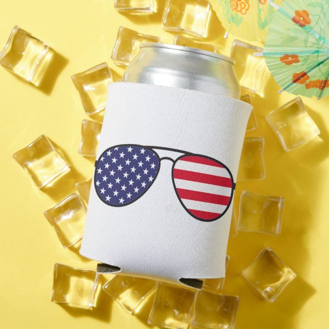 American Flag Sunglasses Can Cooler (In Situ Summer)