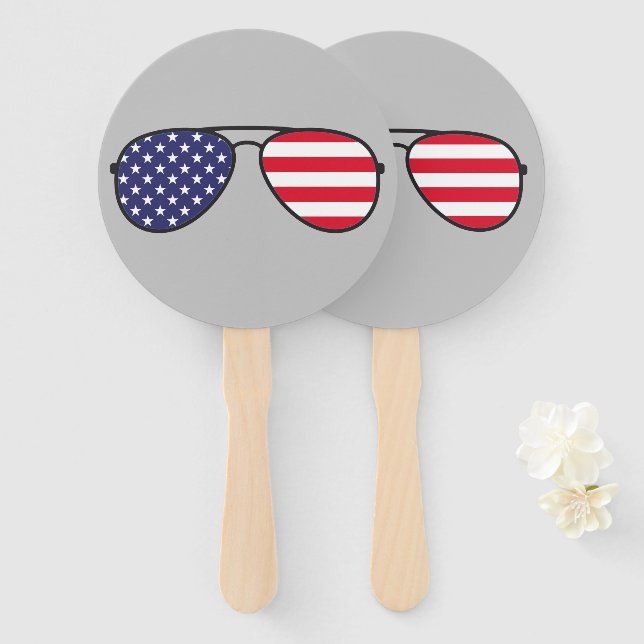 American Flag Sunglasses Hand Fan (Front and Back)
