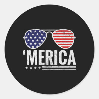 American Flag Sungles Independence Day 4th Of July Classic Round Sticker