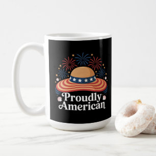 American Flag Sunhat - Proudly American Coffee Mug