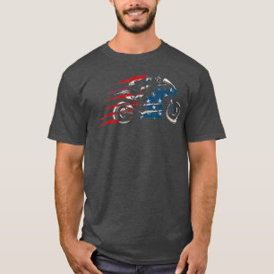 American Flag Super Bike Moto GP 4th of July Dirt T-Shirt