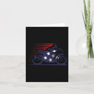 American Flag Super Bike Moto Gp Independence Day Card