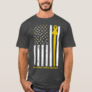 American Flag Support Squad Childhood Cancer Aware T-Shirt