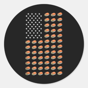 American Flag Sushi Food Usa Patriotism Patriot Lo Classic Round Sticker
