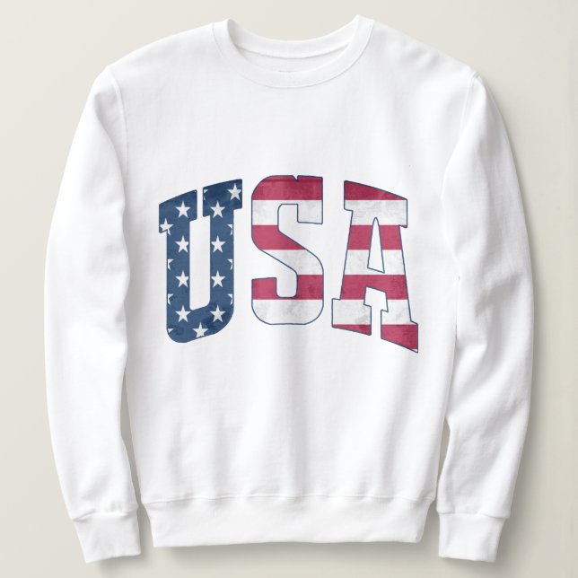 American Flag Sweatshirt - Women's USA Patriotic  (Design Front)