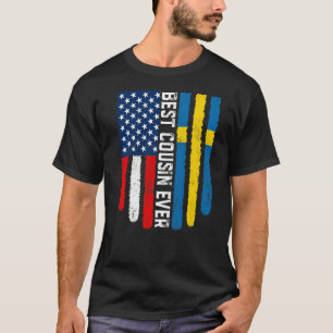 American Flag & Sweden Flag Best Cousin Ever Famil T-Shirt