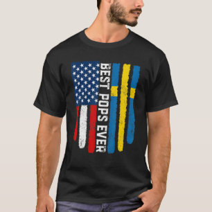 American Flag & Sweden Flag Best Pops Ever Family T-Shirt