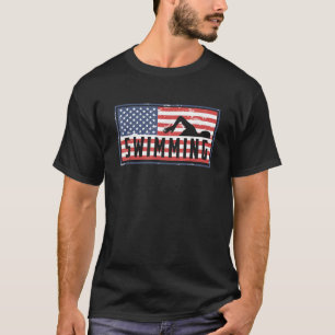 American Flag Swim Patriotic USA 4th July T-Shirt