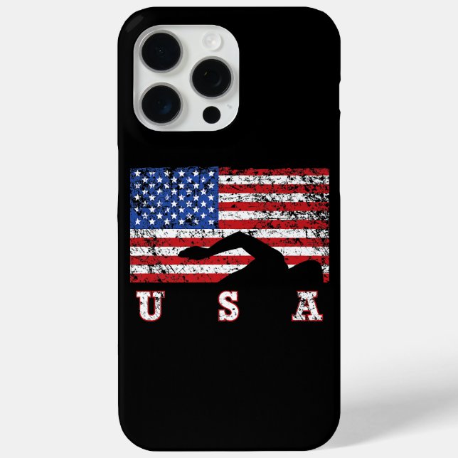 American Flag Swimming USA Gift Swim Team Premium Case-Mate iPhone Case (Back)