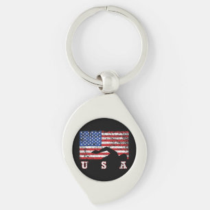 American Flag Swimming USA Gift Swim Team Premium Key Ring
