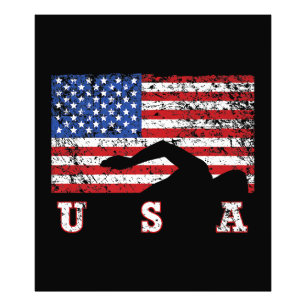 American Flag Swimming USA Gift Swim Team Premium Photo Print