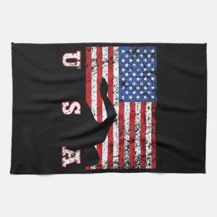 American Flag Swimming USA Gift Swim Team Premium Tea Towel