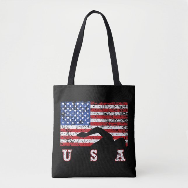 American Flag Swimming USA Gift Swim Team Premium Tote Bag (Front)
