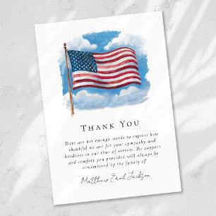 American Flag Sympathy Funeral Thank You Card