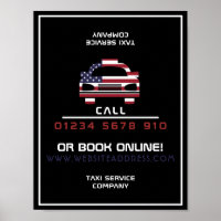 American Flag Taxi Cab Logo Advertising