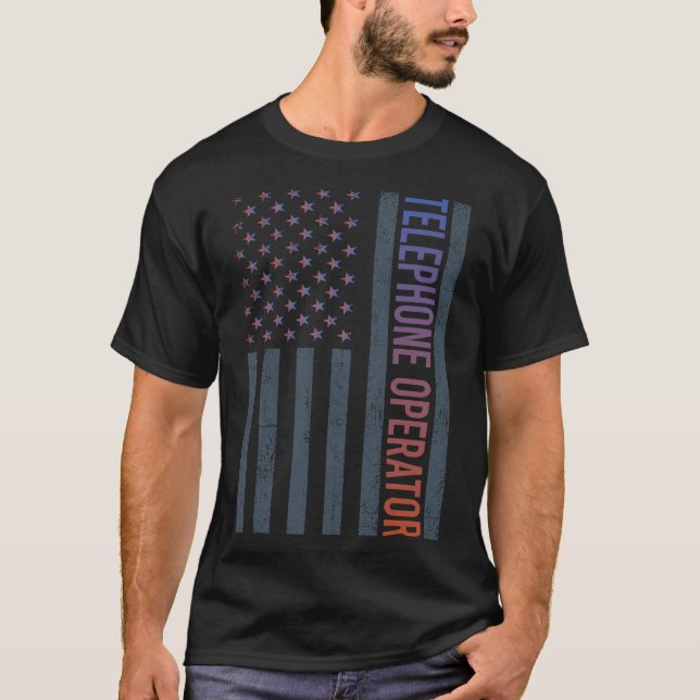 American Flag - Telephone Operator T-Shirt (Front)