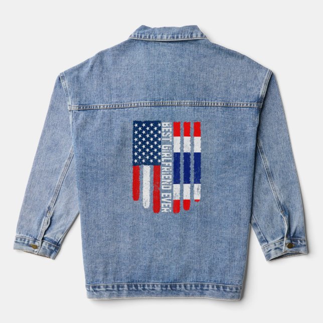 American Flag & Thailand Flag Best Girlfriend Ever Denim Jacket (Back)
