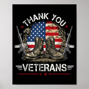 American flag thank veterans proud veteran day poster