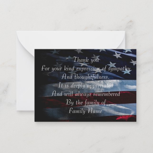 American Flag Thank You  Card (Front)