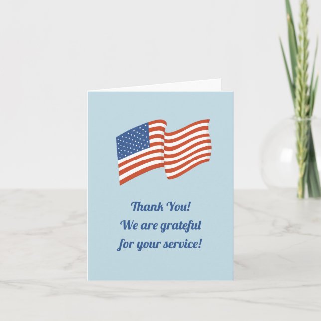 American Flag Thank You for your service Veteran's Note Card (Front)