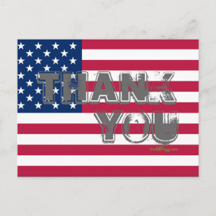 American Flag Thank You Postcard (Grey)