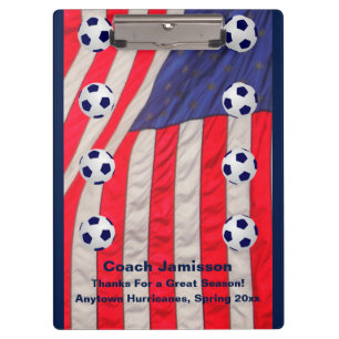 American Flag, Thank You Soccer Team Coach Clipboard