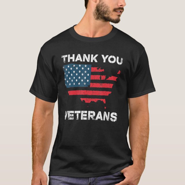 American Flag Thank You Veterans, Veterans Day   T-Shirt (Front)