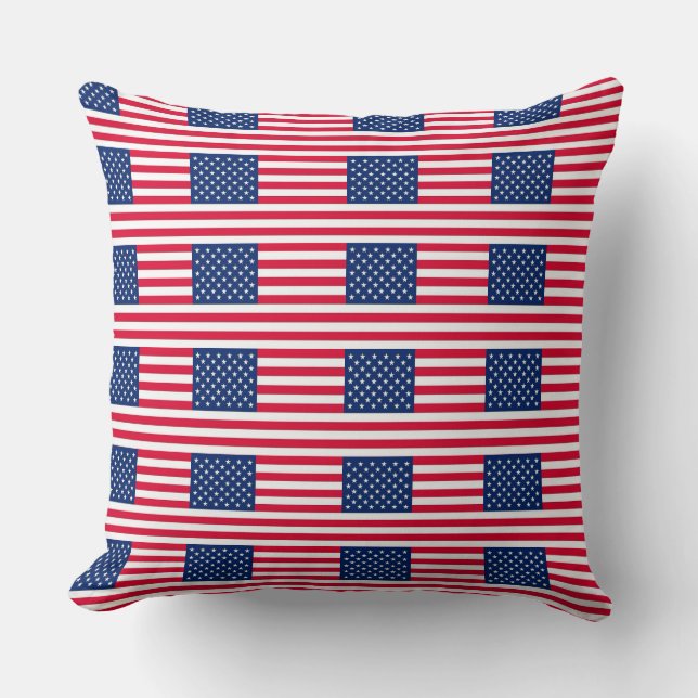 American Flag Throw Pillow – Patriotic Stars & Str (Front)