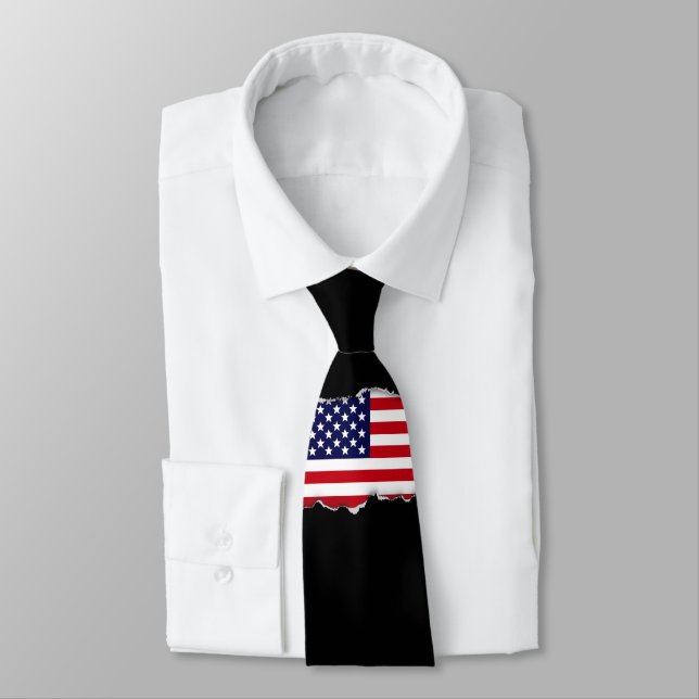 American Flag Tie (Tied)